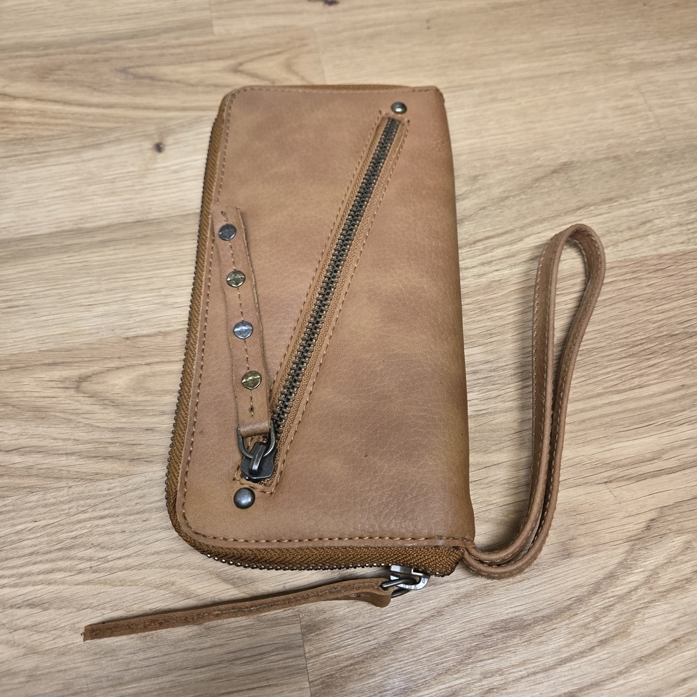Free People Vegan Distressed Leather Wristlet Wallet